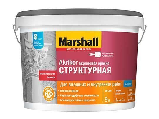 Краска Marshall Akrikor структурная  4,5л BW 5%@