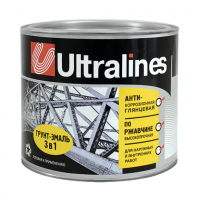 Грунт эмаль по ржавчине 3в1 серая  1,8кг глянец Ultra Lines Радуга