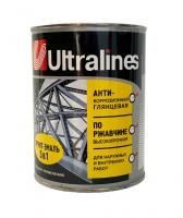 Грунт эмаль по ржавчине 3в1 черная 0,8кг глянец Ultra Lines Радуга(14)