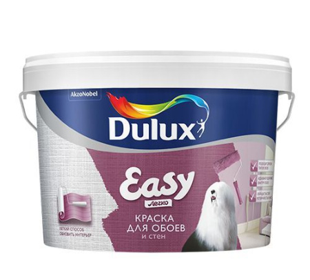 Краска Dulux Easy для обоев и стен  2.5л BW 10%---