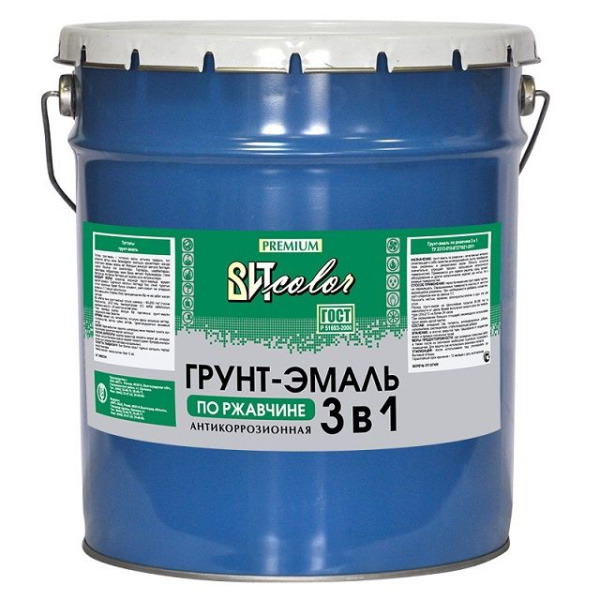 Грунт эмаль по ржавчине 3в1 черная20кг глянец Вит Color