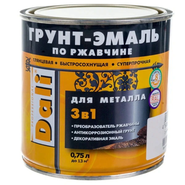 Грунт эмаль по ржавчине 3в1 серая  2,0л глянец Dali