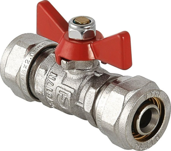 Кран шаровый с цангой м/п 16х16 FR403-16х16 ц/ц бабочка Valtek