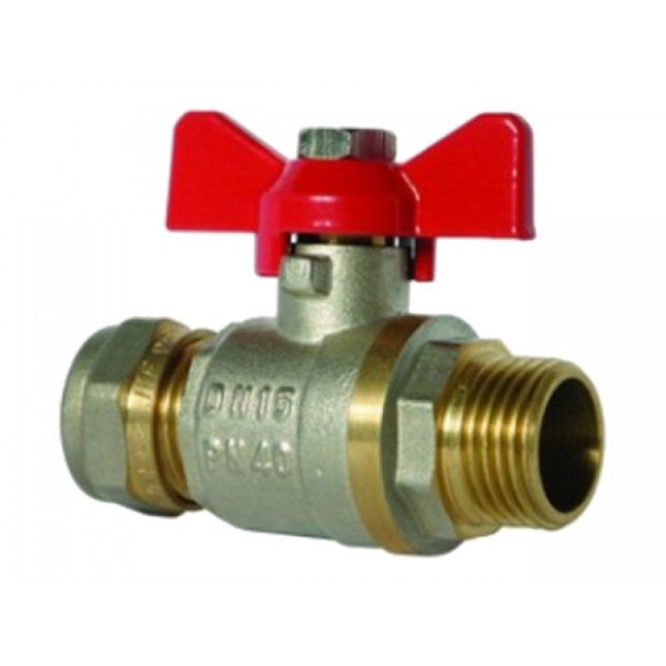 Кран шаровый с цангой м/п 16х1/2 FR402-16х1/2 ц/п бабочка Valtek